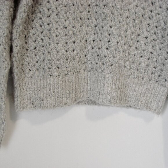 Mango Gray Wool Blend Polo Sweater Openwork Knit BRAND NEW NWT Size Medium - Picture 7 of 13